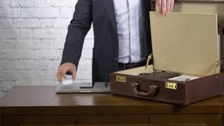 HOW TO PACK  The Buroni Mens Leather Attaché Briefcase [upl. by Ominorej]