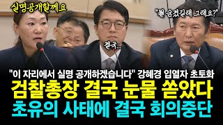 “이 자리에서 실명 공개하겠습니다” 강혜경 입 열자 초토화 검찰총장 결국 눈물 쏟았다 “총장님 괜찮으십니까” 초유의 사태에 결국 회의중단 대참사 [upl. by Olsen]