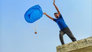 How to Make a Parachute with Polythene  Parachute Kaise Banaye [upl. by Ellehcyar]