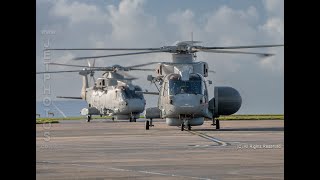 820 Merlin Squadron return to RNAS Culdrose post deployment on HMS Queen Elizabeth 4k Video [upl. by Kahn314]