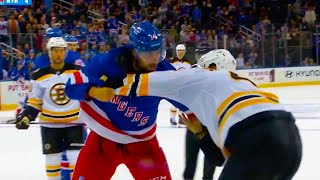 Mark Kastelic Connor Mackey Fight  New York Rangers vs Boston Bruins 2024 NHL Highlights [upl. by Amalita]