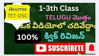 TS 13rd Class Telugu  TET DSC  CTET  TSConstable TS Gurukula  TSPSC [upl. by Saturday]