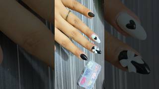 Easy nail art 🤍🖤💅nailart viral nailart2024 shorts [upl. by Lexerd]