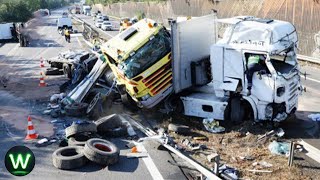 Tragic Ultimate Near Miss Video Of Biggest Trucks Crashes Filmed Seconds Before Disaster [upl. by Eimas]