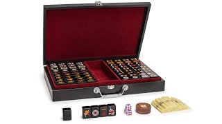 Chinese Mahjong Game Set  Jet Set  with 148 Black Tiles and Wooden Case [upl. by Jaehne]