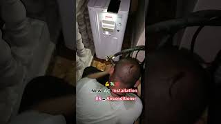 New AC installation hard work new air conditioner fitting flayer [upl. by Anomer]