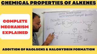 Addition of Halogens to Alkene amp Formation of Halohydrin from alkene II Complete mechanism explained [upl. by Tiny]