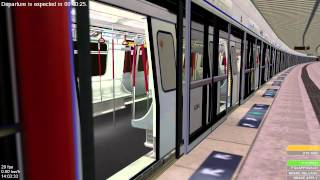 OpenBVE HD MTR M Stock Train on Island Line  Central Station w Animated Platform Screen Doors [upl. by Attehcnoc]