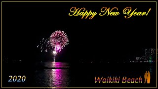 Waikiki Beach New Years Eve Fireworks 2020  Waikiki Honolulu Oahu Hawaii USA 🌴 Hawaii 4K Event [upl. by Aileduab]