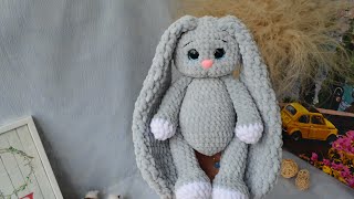 Grey crochet bunny with long ears [upl. by Om]