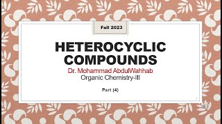 Heterocyclic Compounds Pyrrole Furan and Thiophene  Characters [upl. by Noizneb]