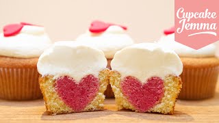 How to Bake a Heart Inside a Cupcake  Cupcake Jemma [upl. by Schaab]