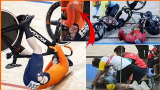 Horrifying Crash 🔴 at the Olympic Velodrome Left Three Female Cyclists Injured in a Keirin Event [upl. by Abla769]