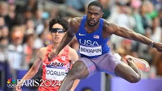 Rai Benjamin in cruise control to open 2024 Paris Olympics with 400m hurdle heat win  NBC Sports [upl. by Manvel]