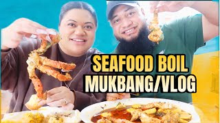 Seafood Boil Mukbang amp School holiday Milkshakes for the kids [upl. by Yreffej]