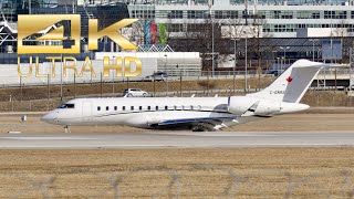 4K Bombardier Global Express XRS Chartright Air CGNRS arrival at Munich Airport MUC EDDM [upl. by Bowe]