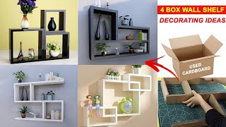 4 Cardboard box wall shelf decorating ideas  DIY wall shelf decor  Easy Crafts [upl. by Varian243]