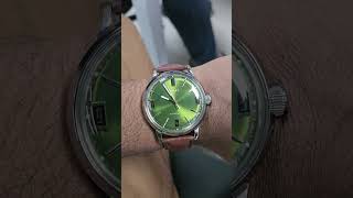 Timex Marlin Automatic  Green in Brown Leather Strap  timex timexwatches timexwatch [upl. by Yornek]