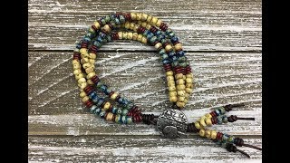 4 Strand Beaded Wrap Bracelet Tutorial  Easy Leather Wrap Bracelet [upl. by Ardnnaed319]