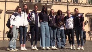 Volley femminile Meloni incontra quattro squadre delle coppe europee a Chigi [upl. by Onitnatsnoc642]