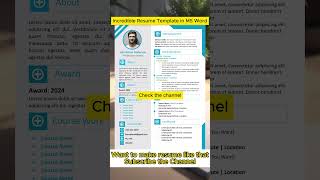 Incredible Resume Template in ms word Free bestresumeformat [upl. by Kayne]
