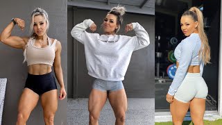 Stephanie sanzo hardcore legs biceps abs workout female fitness motivation [upl. by Nyluqcaj]