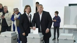 PM Orban votes in Hungarian election  AFP [upl. by Elumas]