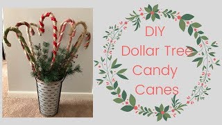 DOLLAR TREE CHRISTMAS DIY  Rustic Candy Cane [upl. by Dlonyer]