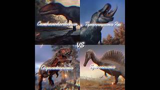 TRex vs carcha vs Giga vs spino music dinosaur comparison fighting gaming funny art edit [upl. by Bonney158]