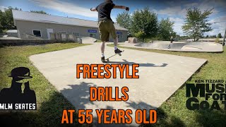 Drilling some freestyle skateboarding essentials skating at 55 [upl. by Macguiness]