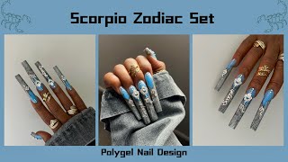 Scorpio ♏️ zodiac series nails polygel nail extensions glitter nails sculpted gel nails [upl. by Halsy]