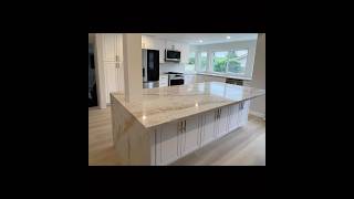 White Shaker Kitchen Cabinets with Calacatta Oro Quartz Countertops reel home new reels fyp [upl. by Yecak482]