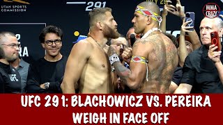 UFC 291 Jan Blachowicz vs Alex Pereira weigh in Face off [upl. by Hound]