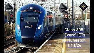 Class 805 Evero IETs  Nuneaton on the WCML 111124 networkrail electric train [upl. by Winograd798]