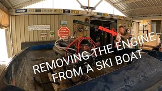 pulling the engine out of the ski boat [upl. by Aronoh658]