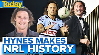 Nicho Hynes makes NRL history in 2022 mens Dally M win  Today Show Australia [upl. by Ddahc175]