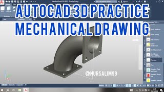 3D AutoCAD Practise Drawing  Elbow [upl. by Aryad]