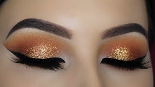 Warm Orange Glitter Eye Makeup Tutorial [upl. by Akiraa]