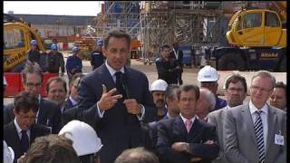 N Sarkozy visite les chantiers de SaintNazaire [upl. by Oynotna196]