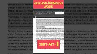 4 DICAS RÁPIDAS DO WORD shorts [upl. by Aneerol]