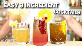 3 Very Easy 3 Ingredient Cocktails  Cocktail Recipes [upl. by Novello]