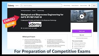 Enroll in the Online Udemy Course for quotBiological and Bioprocess Engineeringquot  For GATE BT DBT JRF [upl. by Nivlam146]