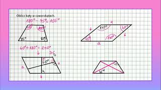 OBLICZANIE MIAR KĄTÓW kąty w czworokatach klasa 5 6  zadanie 2 [upl. by Evie]