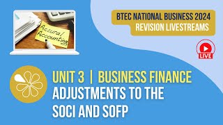 Adjustments to the SOFP and SOCI  Live Revision for BTEC National Business Unit 3 2024 Exams [upl. by Ultann]