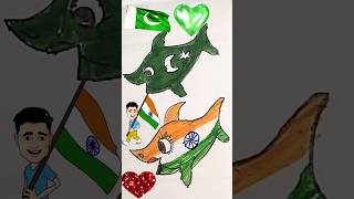 🇮🇳India♥️💚🇵🇰Pakistan flag drawing  art viralshort shorts fish drawingyoutube part12 [upl. by Graybill]