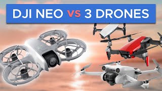 DJI Neo vs Mini 3 Pro vs Mavic Air vs Spark  Entry Level Drone Test and Comparison [upl. by Garrett340]