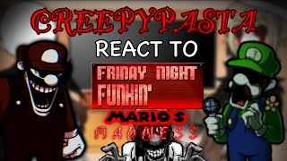 Creepypasta React To Friday Night Funkin VS Mario Madness  MX Mario 85’  GCRV [upl. by Ahsimak164]