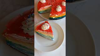 Rainbow Crepe Cake 🌈 🎂 💕 rainbowcake rainbow crepe crepecake cakedecorating keepup [upl. by Ahsemo]