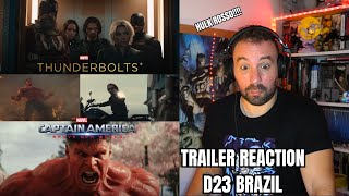 CAPTAIN AMERICA 4 BRAVE NEW WORLD  THUNDERBOLTS TRAILER REACTION D23 BRAZIL  HULK ROSSO [upl. by Cul]