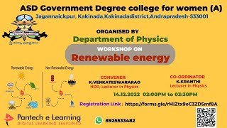 Free Workshop on Renewable Energy associated with ASD GOVERNMENT DEGREE COLLEGE FOR WOMEN A KAKINADA [upl. by Riek]